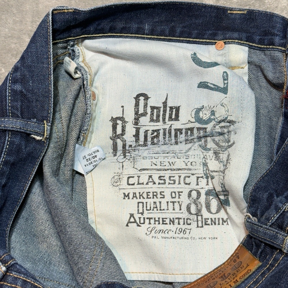 Polo Ralph Lauren Classic Fit Jeans Mens 40x32 Measures 42x33 Dark Wash Blue RL - Picture 8 of 11